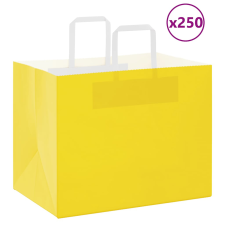 vidaXL 250 db sárga kraft papírzacskók fogantyúkkal 32x22x24 cm ajándéktasak