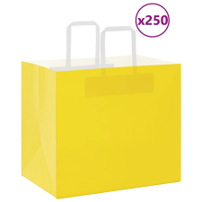 vidaXL 250 db sárga kraft papírzacskók fogantyúkkal 32x22x28 cm ajándéktasak