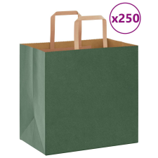 vidaXL 250 db zöld kraft papírzacskók fogantyúkkal 26x17x25 cm ajándéktasak