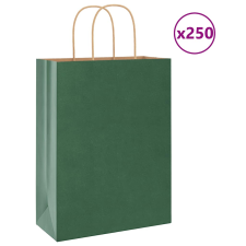 vidaXL 250 db zöld papírzacskók fogantyúkkal 26x12x35 cm ajándéktasak