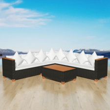 vidaXL 25 darabos fekete polyrattan/WPC kerti kanapészett kerti bútor