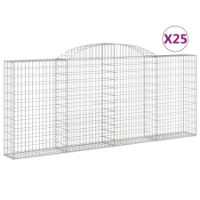 vidaXL 25 db íves horganyzott vas gabion kosár 300x30x120/140 cm (3146554) kerti tárolás