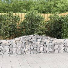 vidaXL 25 db íves horganyzott vas gabion kosár 400x30x60/80 cm kerti dekoráció