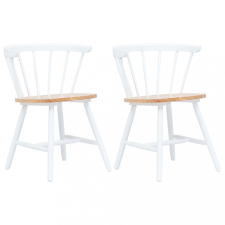 vidaXL 2 darab fehér és világos faszínű tömör gumifa étkezőszék bútor