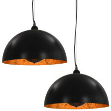 vidaXL 2 darab fekete-arany félgömb alakú mennyezeti lámpa 40 cm E27 (50876) világítás
