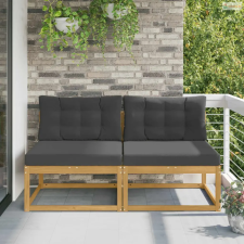 vidaXL 2 Darab Kültéri középső kanapé Poliészter Fehér kerti bútor