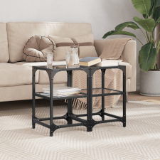 vidaXL 2 db acél dohányzóasztal fekete üveglappal 30 x 30 x 45 cm bútor