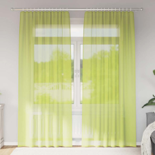 vidaXL 2 db almazöld fátyolfüggönyök fülecske tetejével 140x260 cm lakástextília