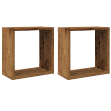 vidaXL 2 db antik fa színű szerelt fa fali kockapolc 30x15x30 cm (856576) bútor