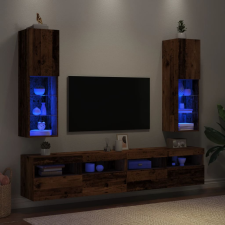 vidaXL 2 db antik fa színű TV-szekrény LED-lámpákkal 30,5x30x102 cm bútor