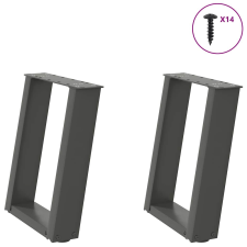 vidaXL 2 db antracit acél dohányzóasztal lábak U-alakú 38x(42-43) cm bútor