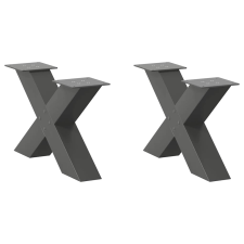 vidaXL 2 db antracit acél dohányzóasztal lábak X-alakú 60x(30-31) cm bútor