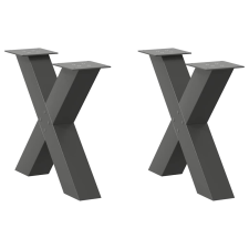 vidaXL 2 db antracit acél dohányzóasztal lábak X-alakú 60x(42-43) cm bútor