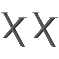 vidaXL 2 db antracit acél dohányzóasztal lábak X-alakú 70x(42-43) cm bútor