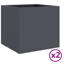 vidaXL 2 db antracit hidegen hengerelt acél növénytartó 32x30x29 cm (841540) kerti tárolás