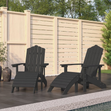 vidaXL 2 db antracitszürke HDPE kerti adirondack szék lábtartóval kerti bútor