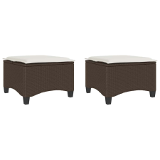 vidaXL 2 db barna polirattan kerti székek párnákkal 55x55x36 cm (4108247) kerti bútor