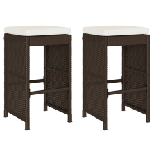 vidaXL 2 db barna polyrattan kerti bárszék párnával (368685) kerti bútor
