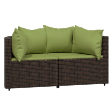 vidaXL 2 db barna polyrattan kerti sarokkanapé párnákkal (319838) kerti bútor