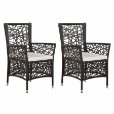  vidaXL 2 db barna polyrattan kültéri szék párnával kerti bútor