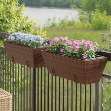 vidaXL 2 db barna polyrattan növénytartó horoggal kerti tárolás