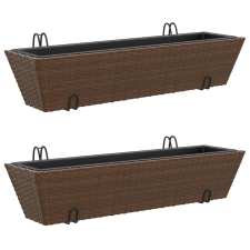 vidaXL 2 db barna polyrattan növénytartó horoggal (366405) kerti tárolás