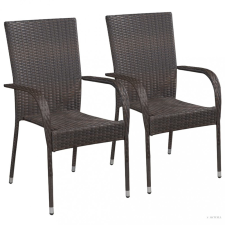 vidaXL 2 db barna rakásolható polyrattan kültéri szék kerti bútor