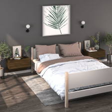 vidaXL 2 db barna tölgy falra szerelhető szerelt fa éjjeliszekrény bútor