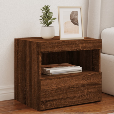 vidaXL 2 db barna tölgy színű éjjeliszekrény LED-ekkel 50x40x45 cm bútor