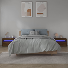 vidaXL 2 db barna tölgy színű éjjeliszekrény LED-ekkel 60x35x40 cm bútor