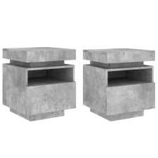 vidaXL 2 db betonszürke éjjeliszekrény LED-fényekkel 40x39x48,5 cm (836791) bútor