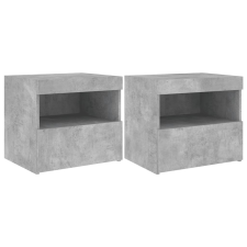 vidaXL 2 db betonszürke éjjeliszekrény LED-fényekkel 50x40x45 cm (836770) bútor