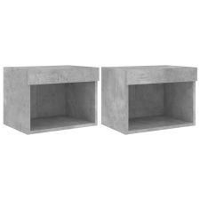 vidaXL 2 db betonszürke fali éjjeliszekrény LED-világítással (837120) bútor