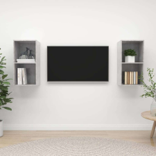 vidaXL 2 db betonszürke forgácslap falra szerelhető TV-szekrény bútor