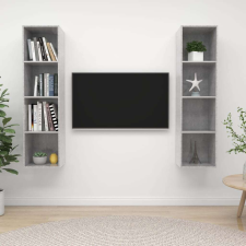 vidaXL 2 db betonszürke forgácslap falra szerelhető TV-szekrény bútor