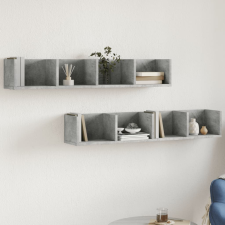 vidaXL 2 db betonszürke szerelt fa faliszekrény 99x18x16,5 cm bútor