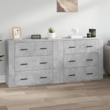 vidaXL 2 db betonszürke szerelt fa tálalószekrény bútor