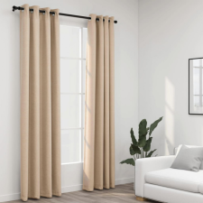 vidaXL 2 db bézs vászonhatású sötétítőfüggöny fűzőkarikával 140x225 cm lakástextília