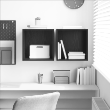 vidaXL 2 db Fali Szekrény Fekete Tölgyből 37x37x37 cm Műanyag és Fa bútor