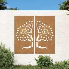 vidaXL 2 db famintás corten acél kerti faldísz 105 x 55 cm kerti dekoráció