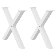 vidaXL 2 db fehér acél étkezőasztal lábak X-alakú 90x(72-73) cm bútor