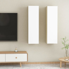 vidaXL 2 db fehér és tölgyszínű forgácslap TV-szekrény 30,5x30x110 cm bútor