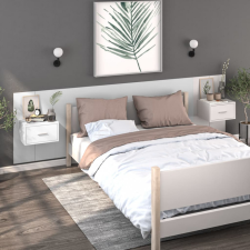 vidaXL 2 db fehér falra szerelhető szerelt fa éjjeliszekrény bútor