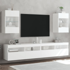 vidaXL 2 db fehér falra szerelhető TV-szekrény LED-ekkel 40x30x60,5 cm bútor