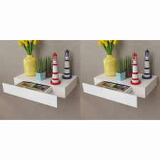  vidaXL 2 db fehér lebegő fali polc fiókkal 48 cm bútor