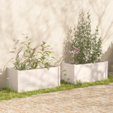 vidaXL 2 db fehér tömör fenyőfa kerti virágtartó 100 x 50 x 50 cm kerti dekoráció