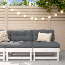 vidaXL 2 db fehér tömör fenyőfa középső kanapé párnákkal kerti bútor