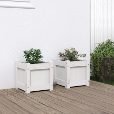 vidaXL 2 db fehér tömör fenyőfa virágláda kerti tárolás
