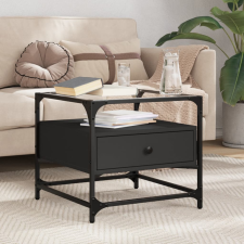 vidaXL 2 db fekete acél dohányzóasztal üveglappal 50 x 50 x 45 cm bútor