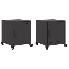 vidaXL 2 db fekete acél éjjeliszekrény 36x39x43,5 cm (846615) bútor